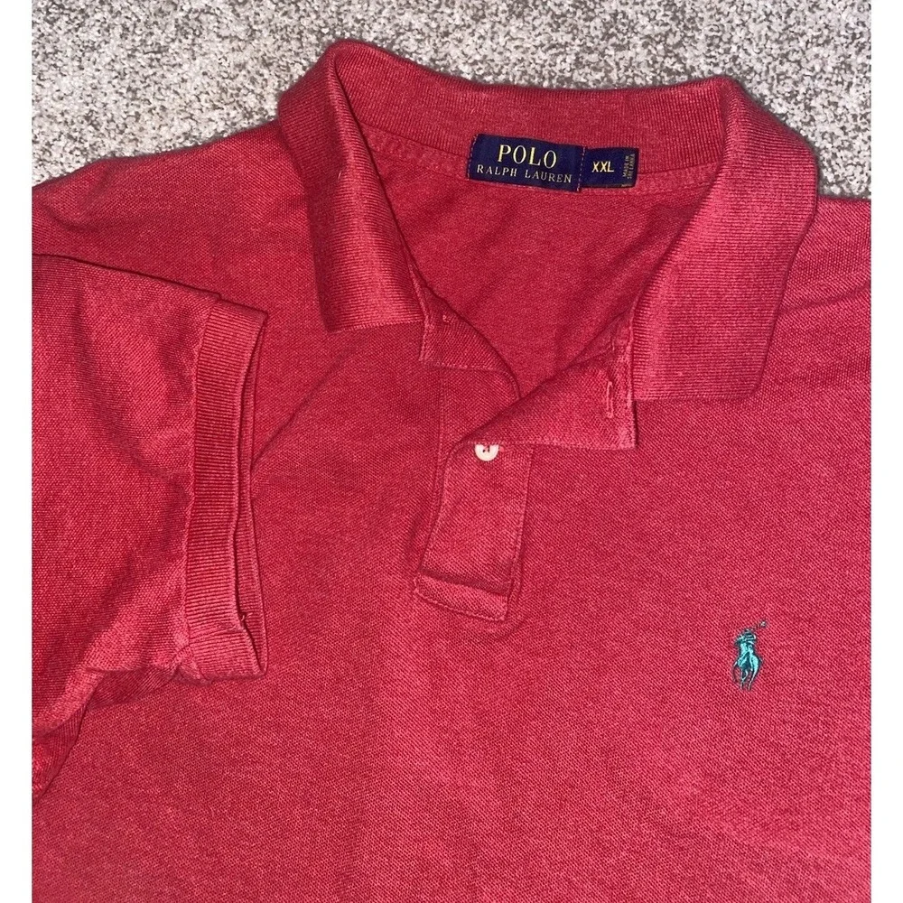 Polo Ralph Lauren Red Polo Shirt Mens XXL‎ Green Pony Cotton Preppy Work Classic